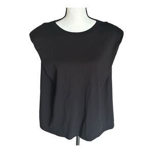 Babaton Women Cap Sleeves Black 109% Cotton Blouse Crop Top Size 1X‎ NWT
